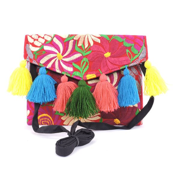 Handmade Boho Crossbody Purse Tassel Embroidered - Picture 3 of 3